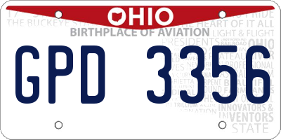OH license plate GPD3356