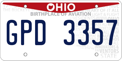 OH license plate GPD3357