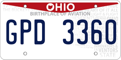 OH license plate GPD3360
