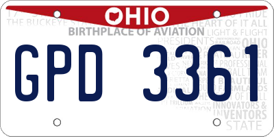 OH license plate GPD3361