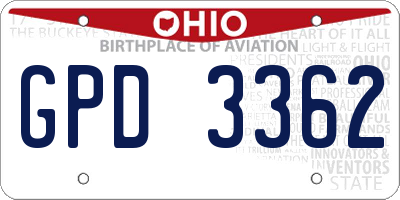 OH license plate GPD3362