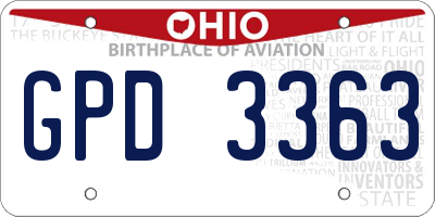 OH license plate GPD3363