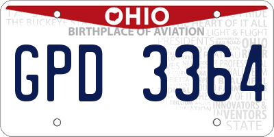 OH license plate GPD3364