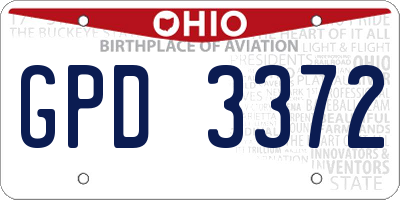 OH license plate GPD3372