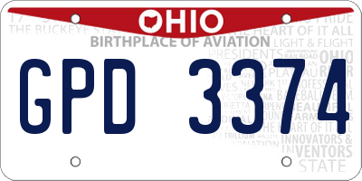OH license plate GPD3374