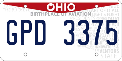 OH license plate GPD3375