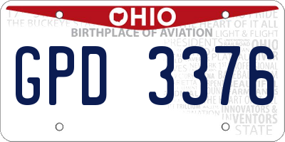 OH license plate GPD3376