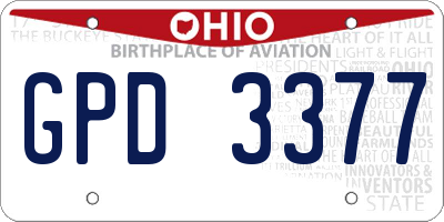 OH license plate GPD3377