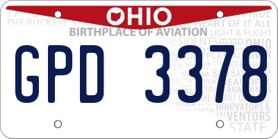 OH license plate GPD3378