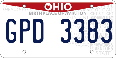OH license plate GPD3383