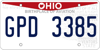 OH license plate GPD3385