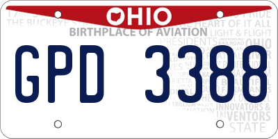 OH license plate GPD3388