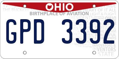 OH license plate GPD3392