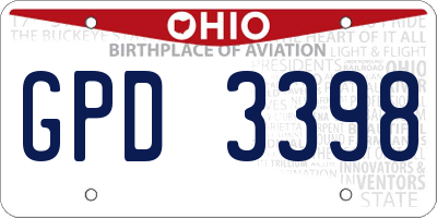 OH license plate GPD3398