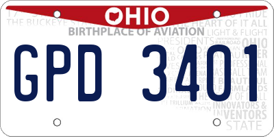 OH license plate GPD3401