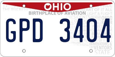 OH license plate GPD3404