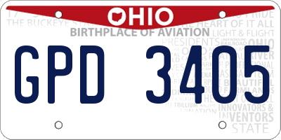 OH license plate GPD3405