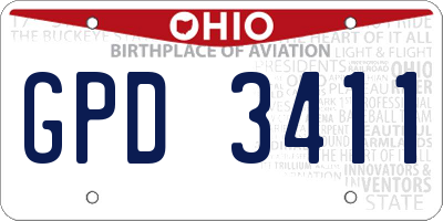 OH license plate GPD3411
