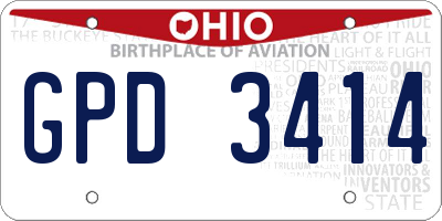 OH license plate GPD3414