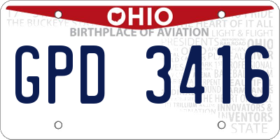 OH license plate GPD3416