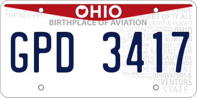 OH license plate GPD3417