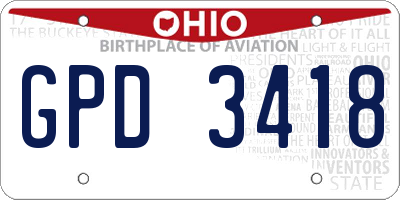 OH license plate GPD3418