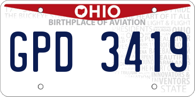 OH license plate GPD3419