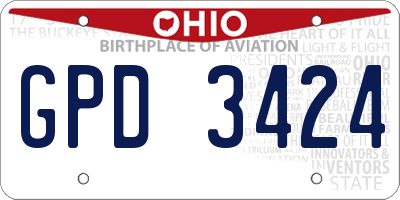 OH license plate GPD3424