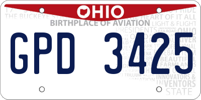 OH license plate GPD3425