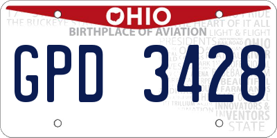 OH license plate GPD3428