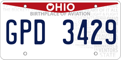OH license plate GPD3429