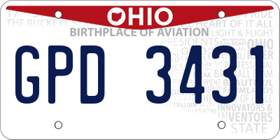 OH license plate GPD3431