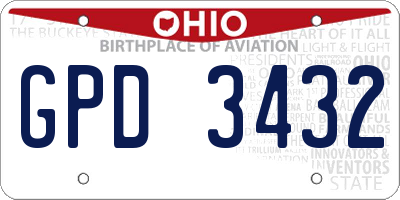 OH license plate GPD3432