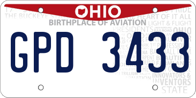 OH license plate GPD3433