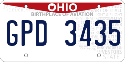 OH license plate GPD3435