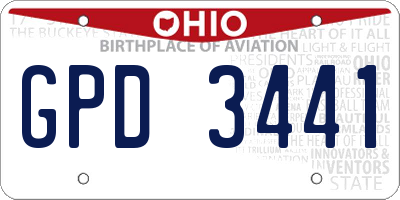 OH license plate GPD3441