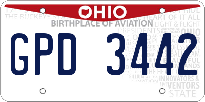 OH license plate GPD3442