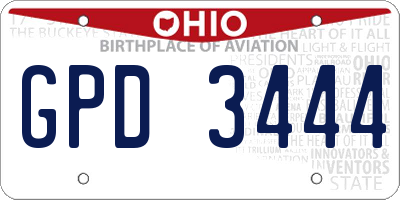 OH license plate GPD3444