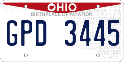 OH license plate GPD3445