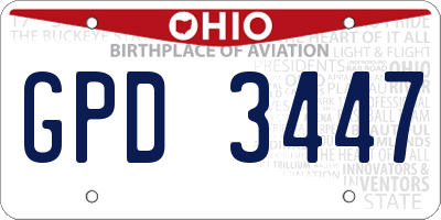 OH license plate GPD3447
