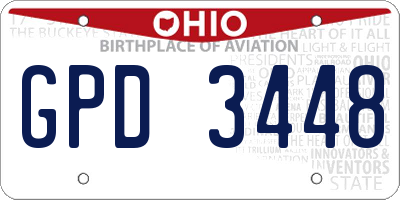 OH license plate GPD3448