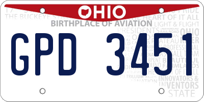 OH license plate GPD3451