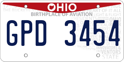 OH license plate GPD3454