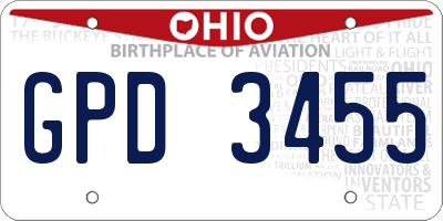 OH license plate GPD3455