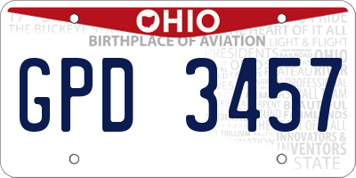 OH license plate GPD3457