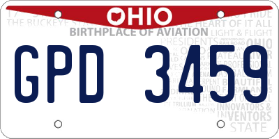 OH license plate GPD3459
