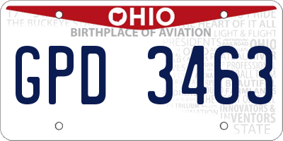 OH license plate GPD3463