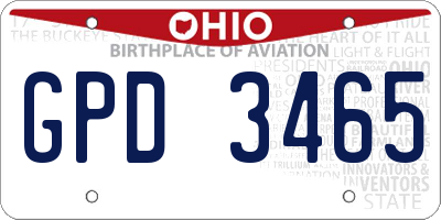 OH license plate GPD3465