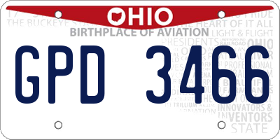 OH license plate GPD3466