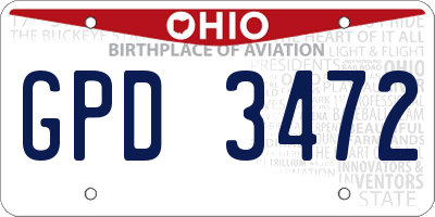 OH license plate GPD3472